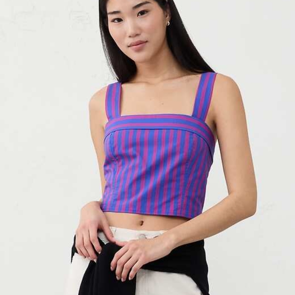 NWT Banana Republic Factory Purple and Pink Striped Crop Top